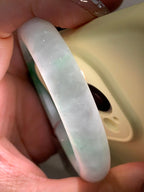 糯种白底青正圈平安镯 56.7圈口 天然缅甸A货翡翠（yc372347）