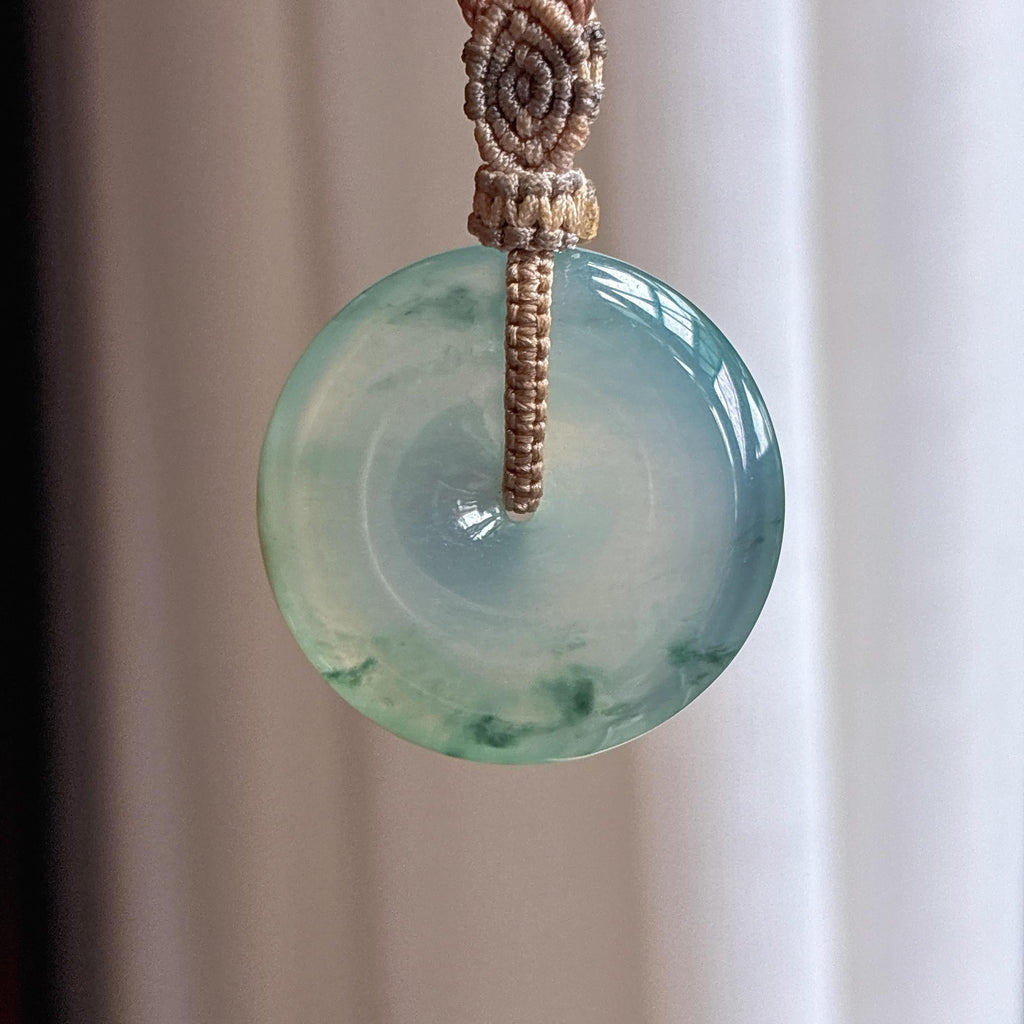 糯冰飘花翡翠平安扣（yc436425）