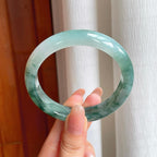糯冰飘花翡翠平安镯（57.3mm)（yc363437）