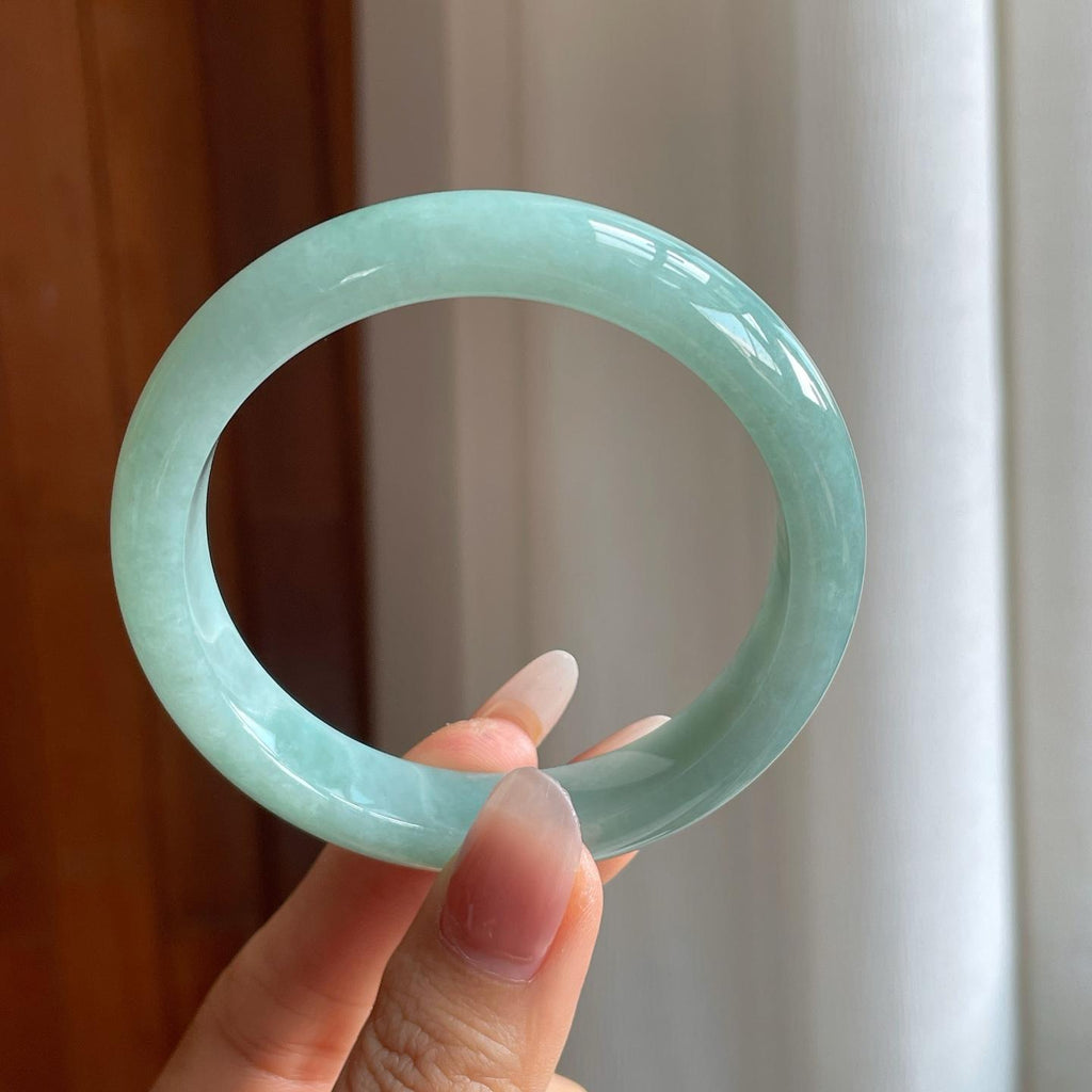 糯冰蓝晴底翡翠平安镯（57mm）（yc310608）