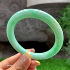大圈口       细糯种满绿圆条手镯59.3圈             天然缅甸A货翡翠（yc392737）