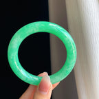 糯冰果绿满绿翡翠圆条手镯（56mm）（yc316663）