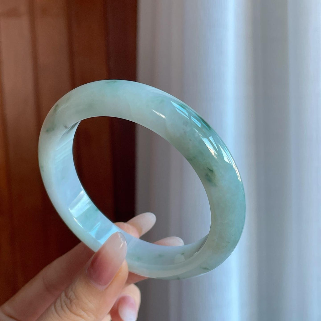 糯冰飘花翡翠平安镯（63mm）（yc266483）