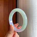 糯冰春带彩翡翠平安镯（56.2mm)（yc374042）