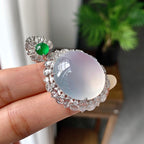 18k金钻镶冰种无色蛋面吊坠（yc255600）