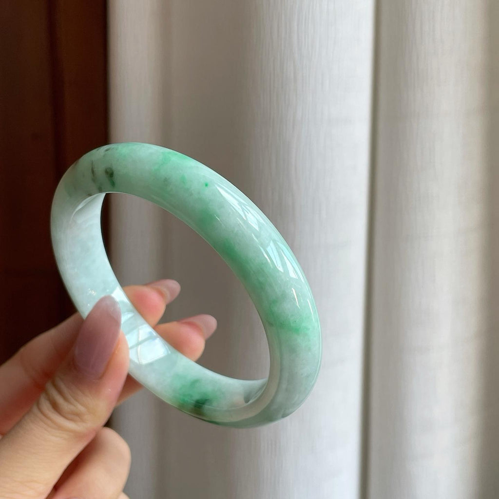 细糯冰飘花翡翠平安镯（59.8mm）（yc287982）