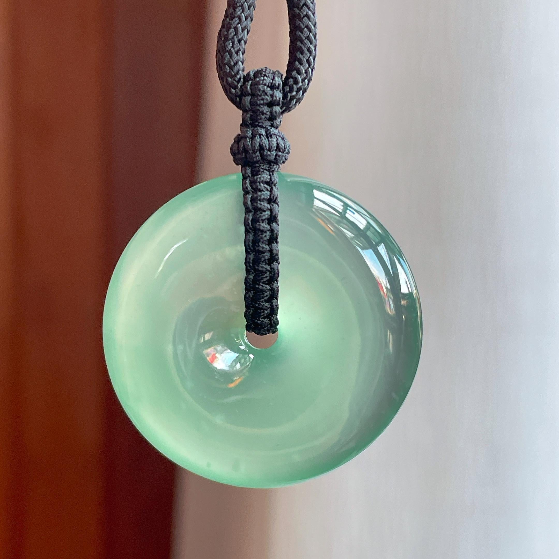 冰玻种晴绿底翡翠平安扣（yc344462）