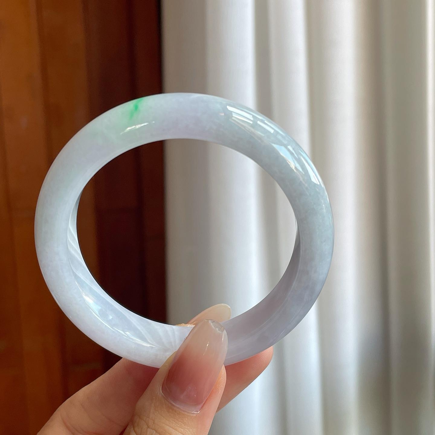 糯冰带色翡翠平安镯（56.5mm）（yc264148）