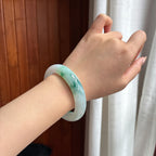 细糯种飘花正圈平安镯 56圈 天然缅甸A货翡翠（yc454404）