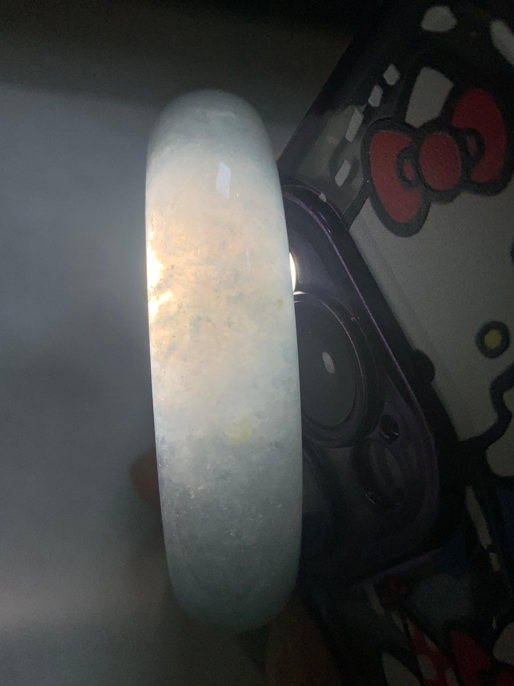 糯冰种飘花宽版轮胎手镯（57.6mm）（yc276219）