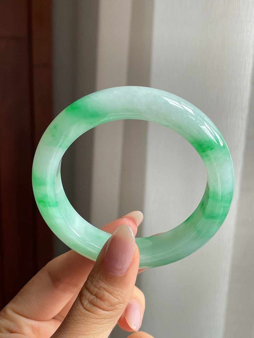 糯冰种飘色平安镯（54mm）