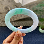 细糯种飘绿圆条手镯（58.6mm）（yc249460）