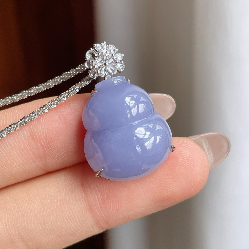 18k金镶糯冰紫罗兰翡翠葫芦（yc240379）