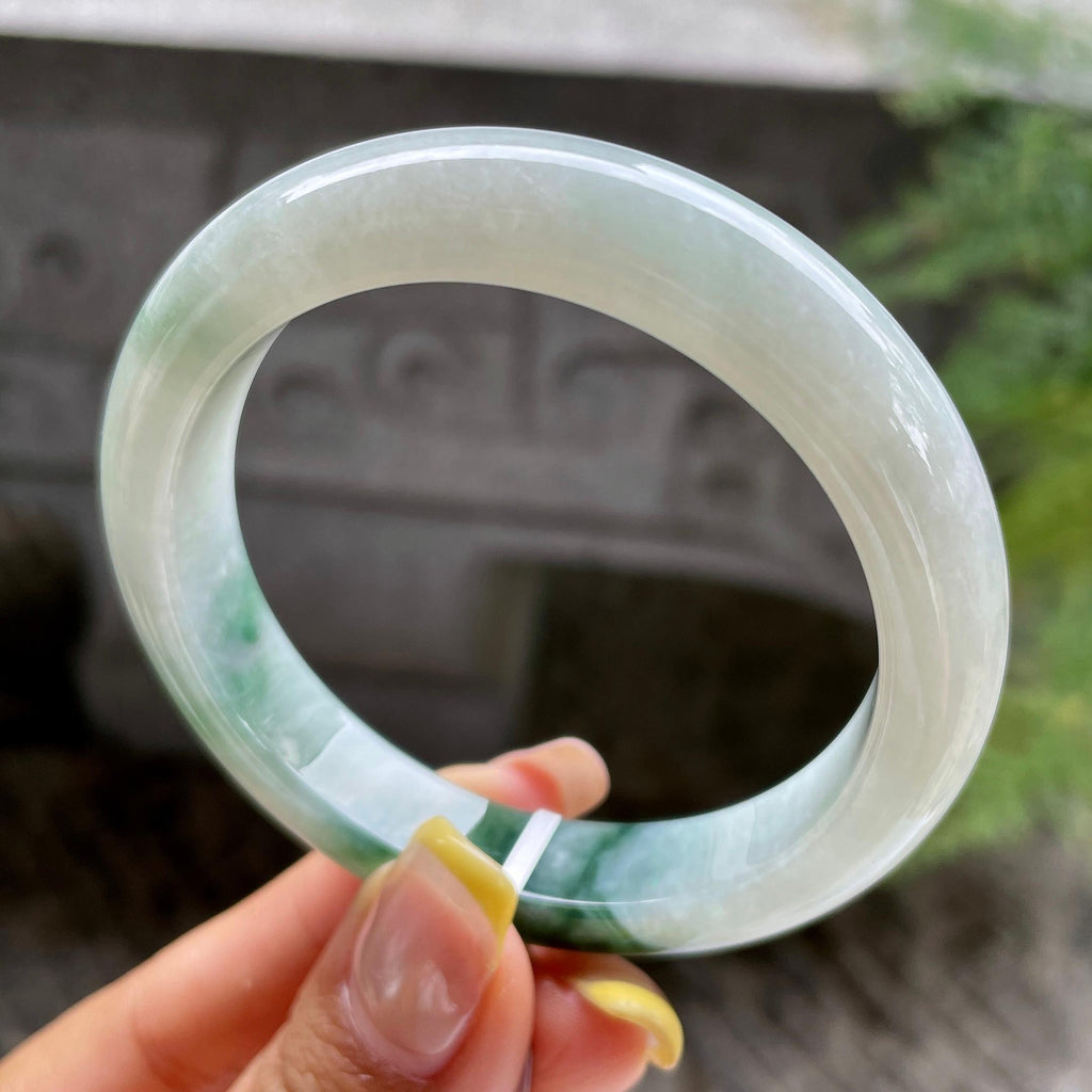 小圈口    细糯种飘花正圈平安镯52.7圈         天然缅甸A货翡翠（yc389224）