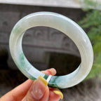 小圈口    细糯种飘花正圈平安镯52.7圈         天然缅甸A货翡翠（yc389224）