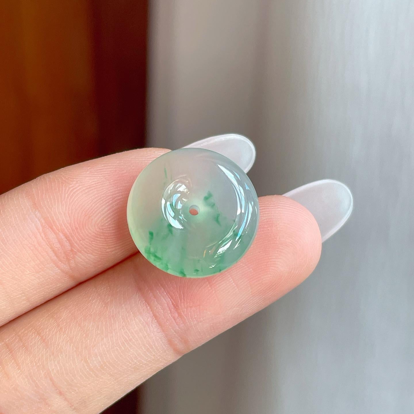 冰种飘花翡翠平安扣（yc257849）