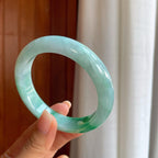 糯冰带色翡翠平安镯（60.8mm）（yc400169）