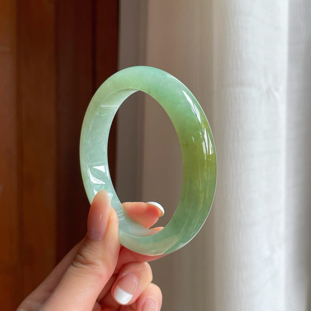 糯冰黄翡翡翠平安镯（58.3mm)（yc397507）