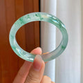 冰玻种飘花翡翠平安镯（57.5mm）（yc318586）