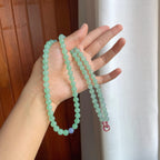 冰种晴绿底翡翠珠串项链（yc247175）