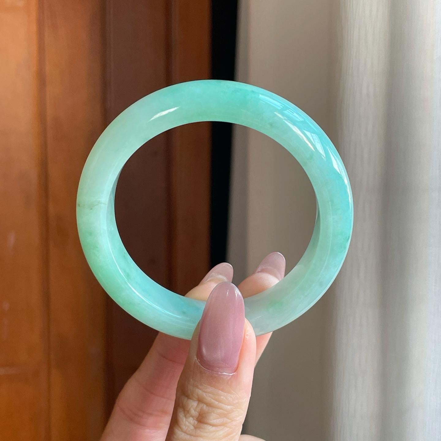 糯冰晴底翡翠平安镯（50.6mm）（yc289408）