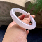 细糯种淡粉底圆条手镯 54.4圈口 天然缅甸A货翡翠（yc369964）