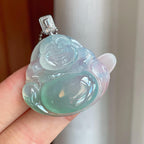 18k金扣冰种蓝晴底翡翠佛公（yc261410）