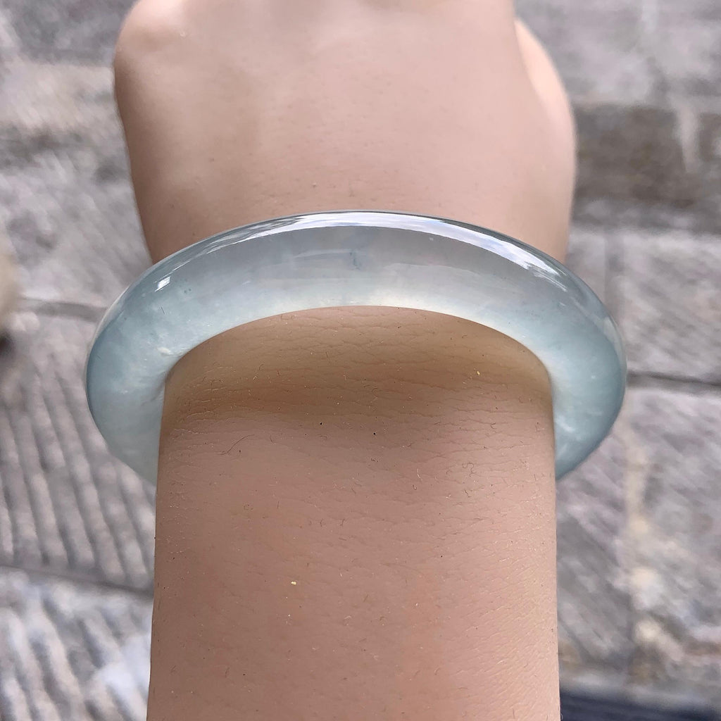 糯冰种淡晴底圆条手镯（53mm）（yc195914）