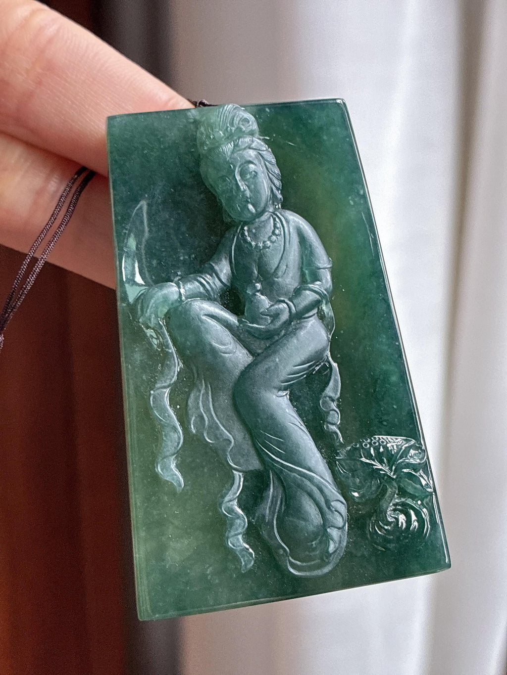 糯冰湖水绿自在观音挂件（yc750096）