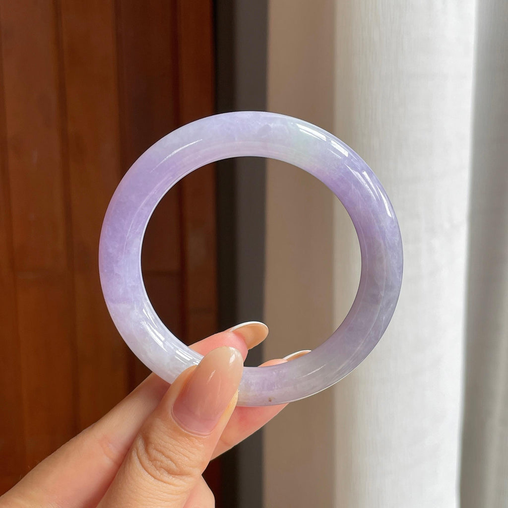 糯冰紫罗兰翡翠圆条手镯（53mm)（yc407456）