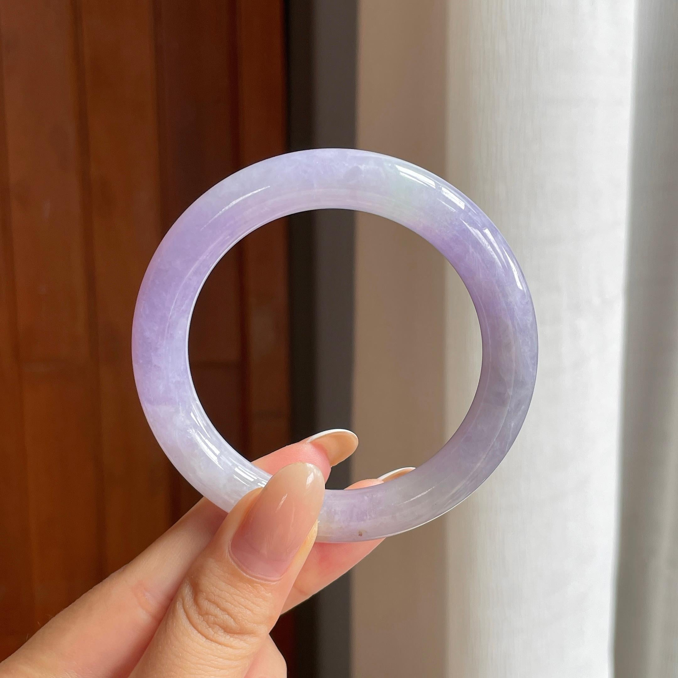 糯冰紫罗兰翡翠圆条手镯（53mm)（yc407456）