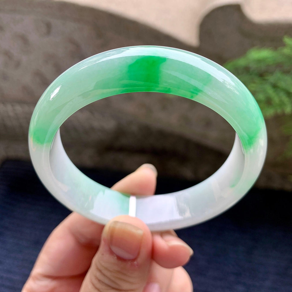 细糯种飘阳绿宽版轮胎手镯（58.4mm）（yc253746）