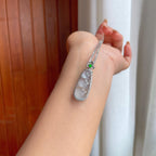 18k金钻镶冰玻种无色翡翠豆子（yc428110）