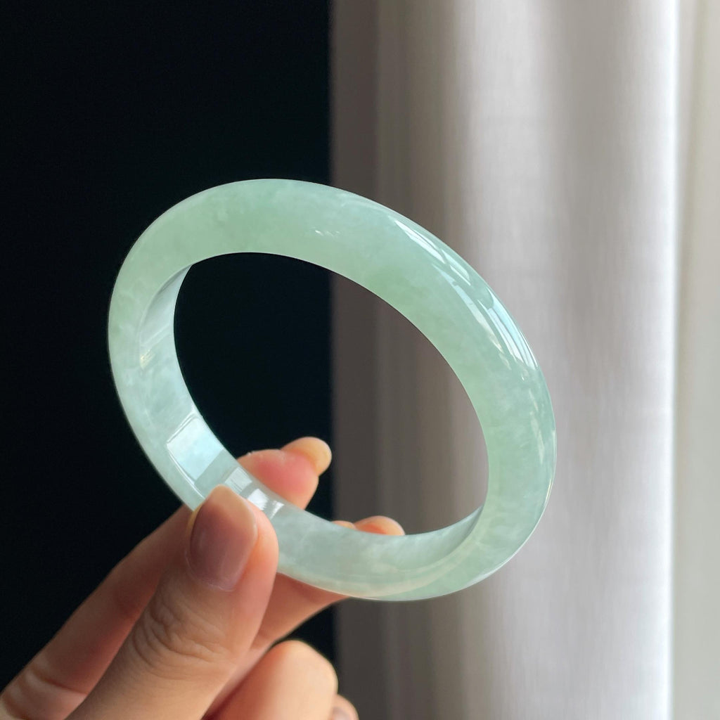 糯冰晴底翡翠平安镯（60.6mm）（yc413683）