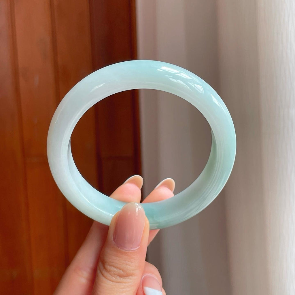 糯冰带色翡翠平安镯（56.3mm)（yc375380）