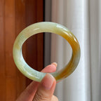 糯冰黄翡翡翠平安镯(58.6mm)（yc415385）
