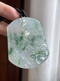 糯冰飘花山水牌 天然缅甸A货翡翠（yc461103）