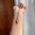 18k金镶冰种黄翡叶子（yc250558）