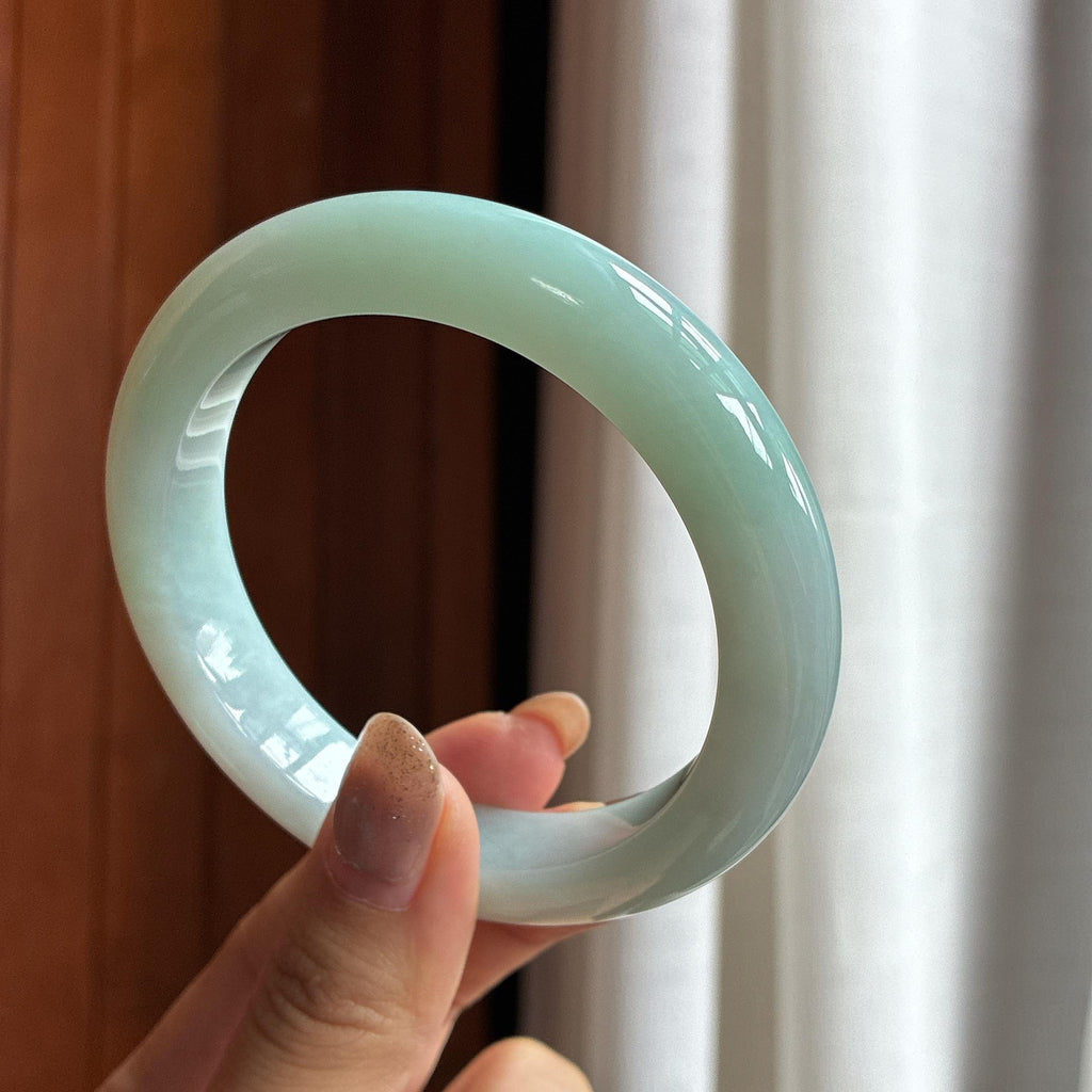 大圈口 细糯冰淡晴底 60圈 天然缅甸A货翡翠（yc454588）