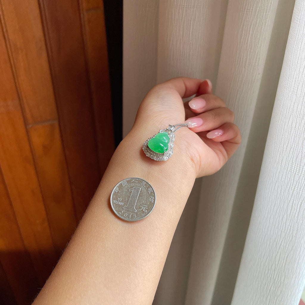 S925银镶冰种满绿葫芦挂件（yc718204）