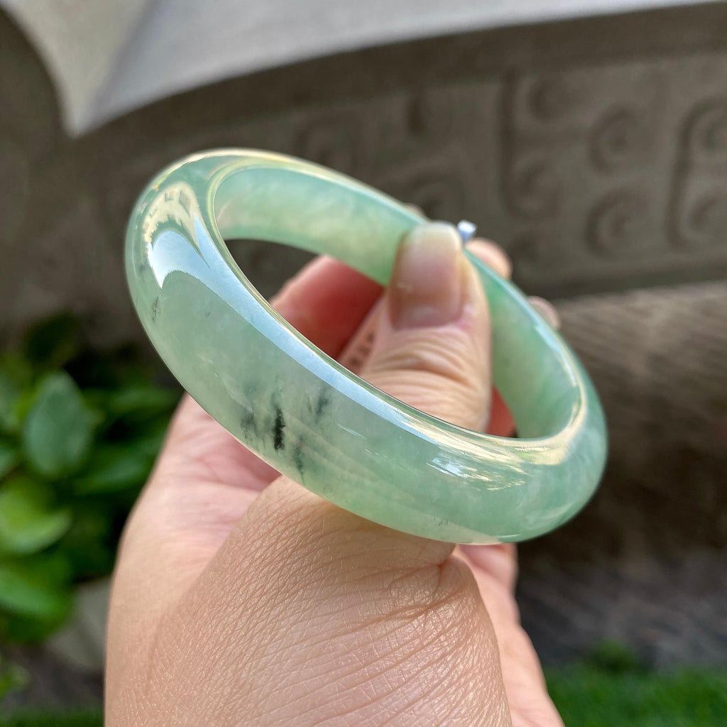 糯冰种晴底飘绿平安镯（53mm）（yc304780）