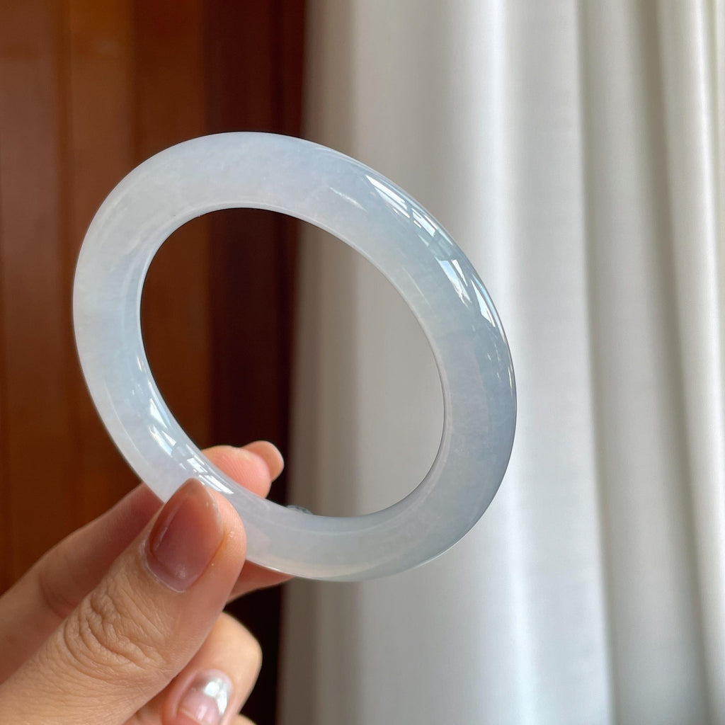 冰种圆条翡翠手镯（52mm）（yc288832）