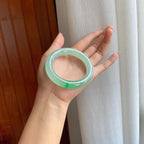 冰种飘绿花翡翠圆条手镯（54.5mm）（yc329510）