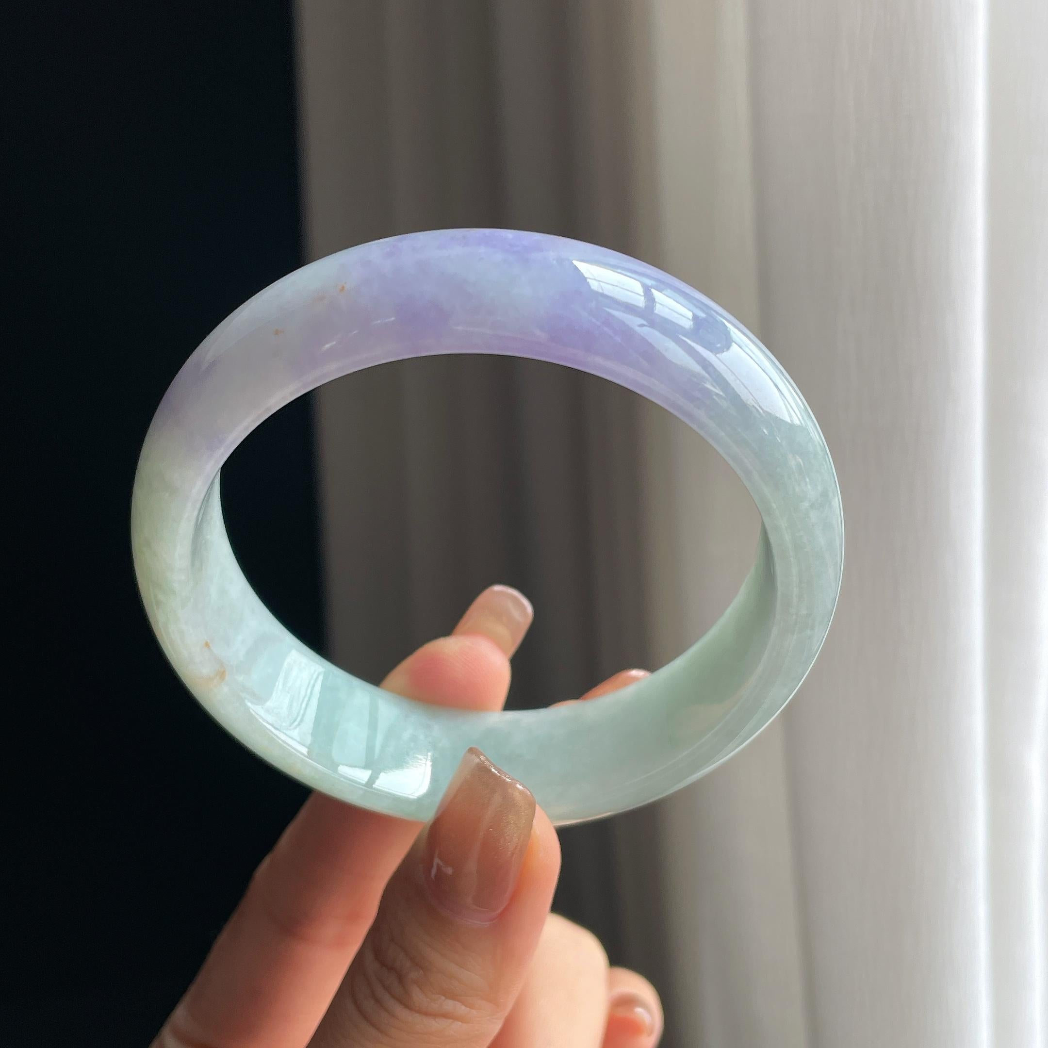 糯冰紫罗兰宽版翡翠平安镯（62mm）（yc373567）