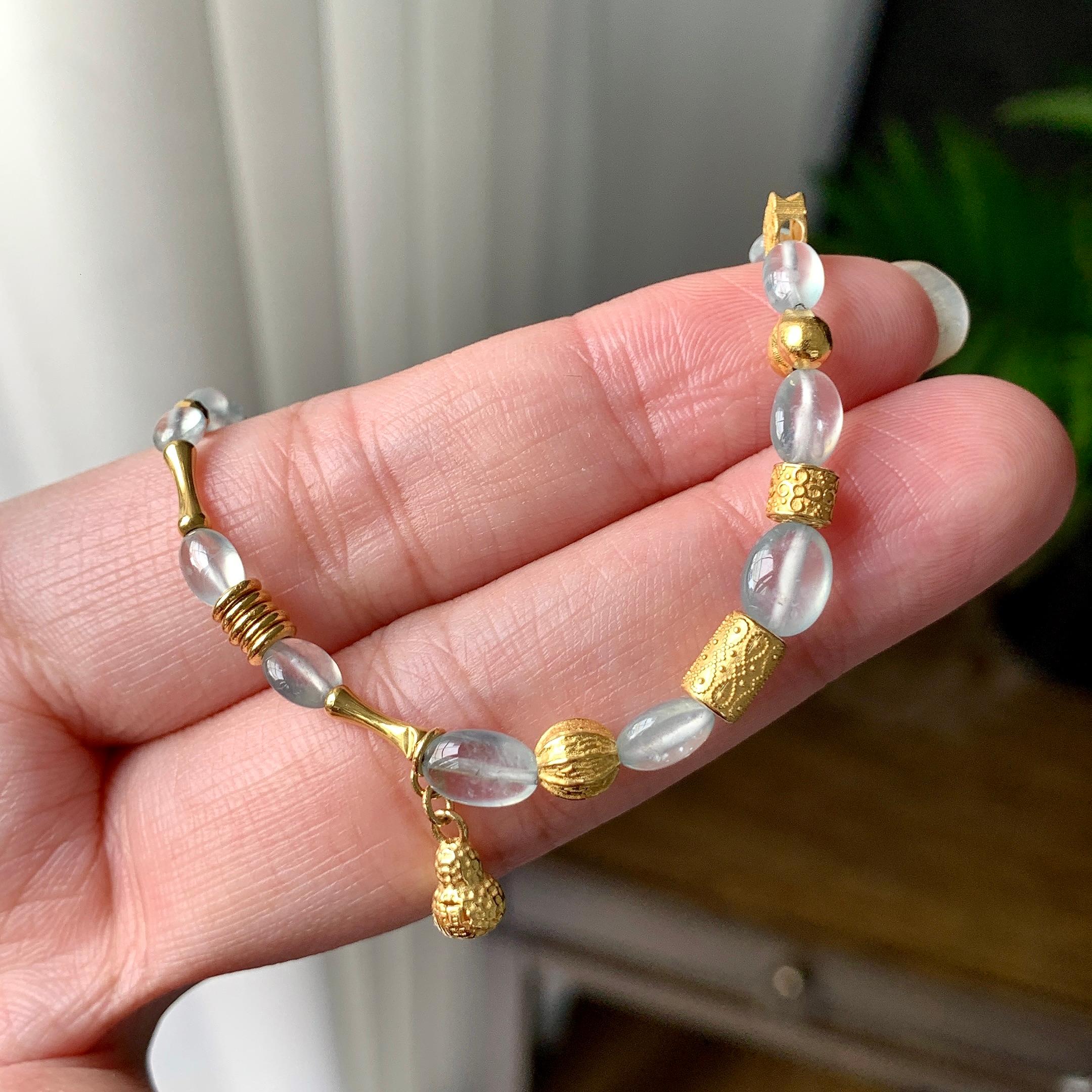 18K金钻镶冰种无色随型珠子手链（yc225055）