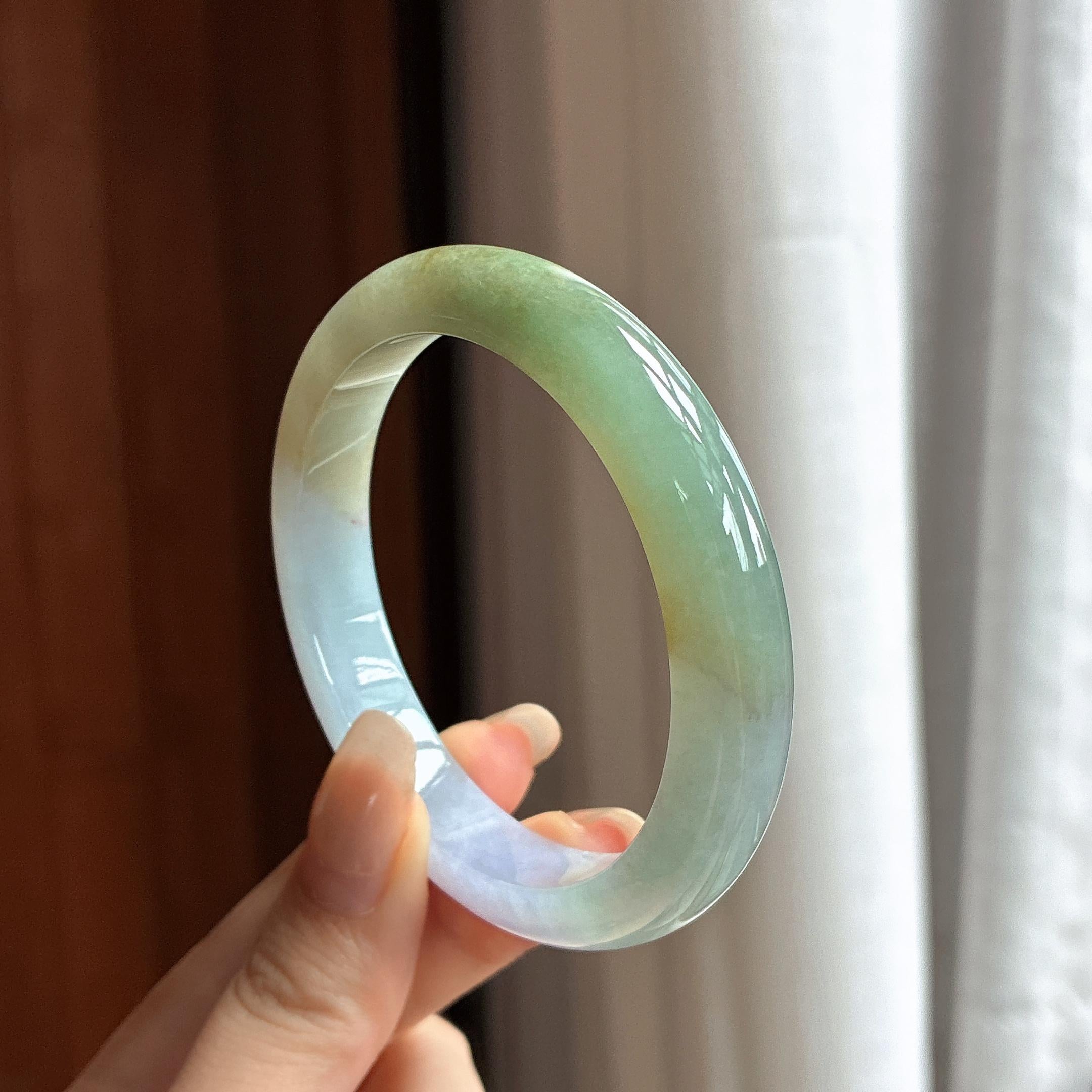 细糯种半山半水正圈平安镯 55圈 天然缅甸A货翡翠（yc463057）