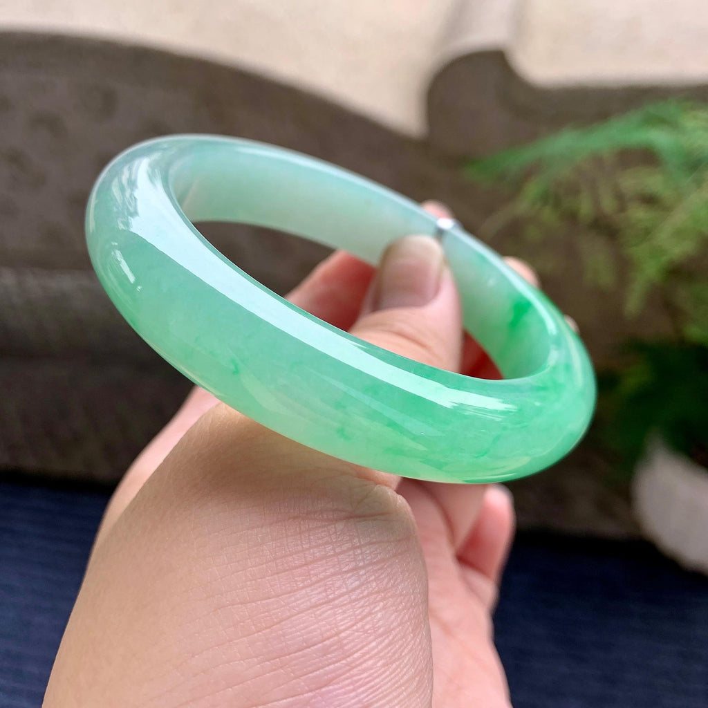 细糯种飘阳绿平安镯（56.4mm）（yc233910）