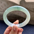 糯冰种晴底飘蓝花正圈平安镯 54.8圈口 天然缅甸A货翡翠（yc345051）
