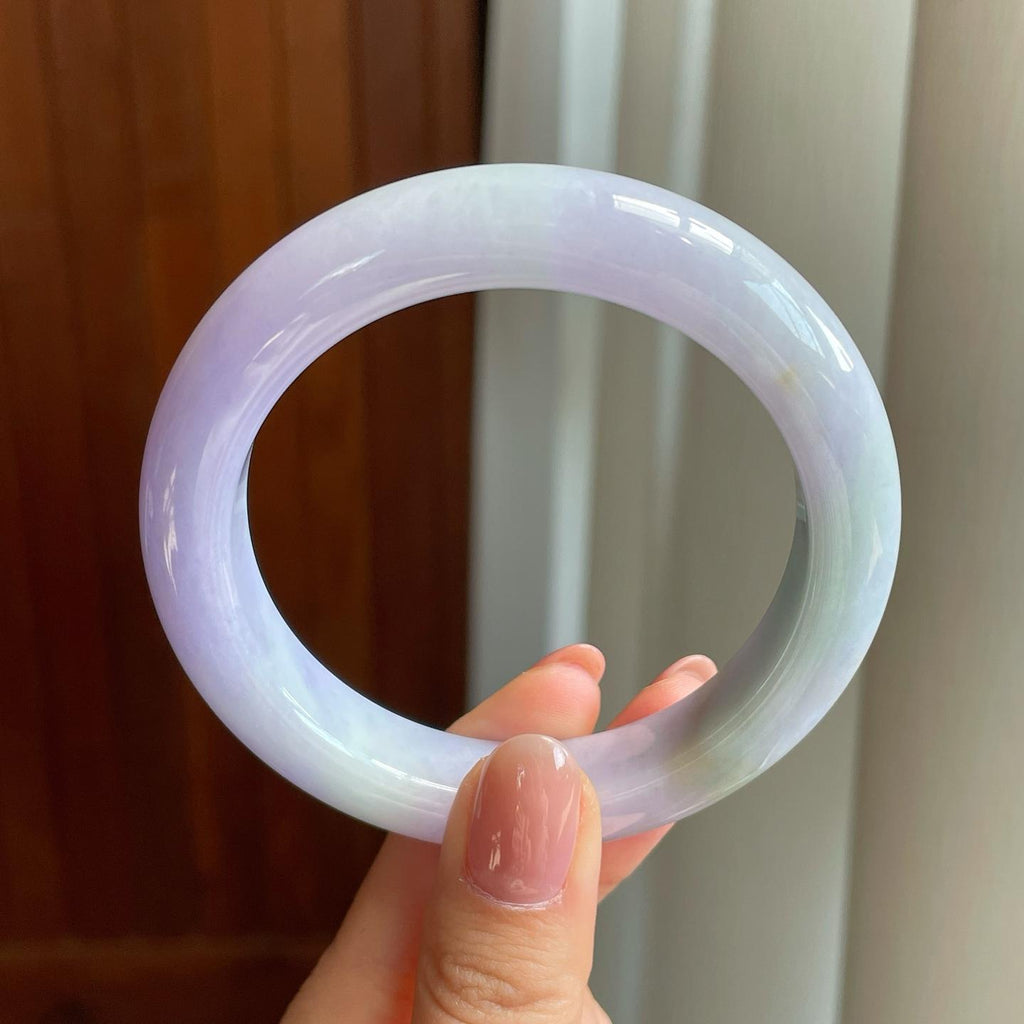 糯冰春带彩翡翠平安镯（58mm)（yc323835）