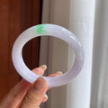 糯冰紫底带色翡翠平安镯(58.6mm)（yc422917）